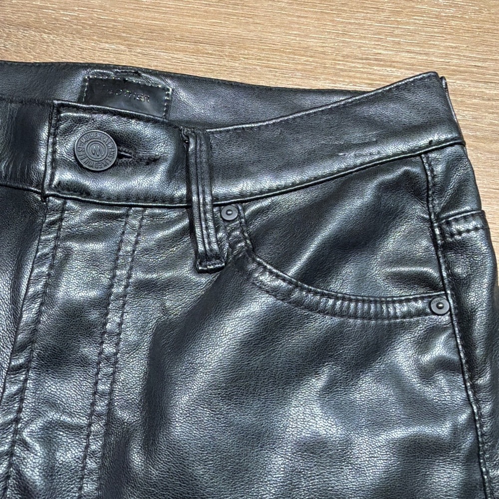 MOTHER The Insider Ankle Wax On Wax Off Woman's Size 25 Faux Vegan Leather Black - Picture 5 of 16